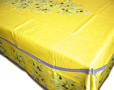 French coated tablecloth (olives. yellow x blue)